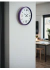 Mey İthalat® 36 Cm Mor Dekoratif Duvar Saati