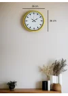 Mey İthalat® 36 Cm Sarı Dekoratif Duvar Saati