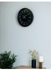 Mey İthalat® 36 Cm Siyah Dekoratif Duvar Saati
