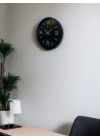 Mey İthalat® 36 Cm Siyah Modern Duvar Saati