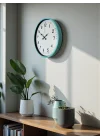 Mey İthalat® 36 Cm Turkuaz Dekoratif Duvar Saati