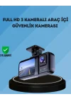 Mey İthalat® 360° Kapsama Sahip Full HD Araç Kamerası 3’lü Kayıt Gece Görüşlü DashCam