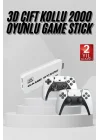 Mey İthalat® 3D 4K 2000 Oyunlu Game Stick Oyun Konsolu Çift Konsol