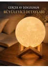 Mey İthalat® 3D Ay Gece Lambası Ahşap Standlı Dekoratif LED Masa Lambası
