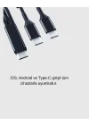 Mey İthalat® 3’ü 1 Arada Şarj Kablosu Type-C iOS Android Uyumlu Hızlı ve Güvenli Şarj