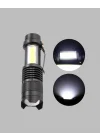 Mey İthalat® 4 Modlu USB Şarjlı LED El Feneri Kamp ve Outdoor