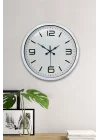 Mey İthalat® 40 cm Beyaz Metal Modern Duvar Saati