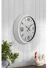 Mey İthalat® 40 cm Beyaz Metal Modern Duvar Saati
