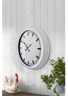 Mey İthalat® 40 cm Beyaz Metal Sade Duvar Saati