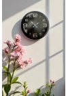 Mey İthalat® 40 cm Siyah Metal Modern Duvar Saati