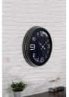 Mey İthalat® 40 cm Siyah Metal Modern Duvar Saati