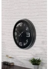 Mey İthalat® 40 cm Siyah Metal Modern Duvar Saati