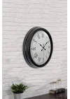 Mey İthalat® 40 cm Siyah Metal Retro Duvar Saati