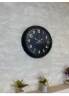 Mey İthalat® 40 cm Siyah Metal Siyah Kadran Duvar Saati