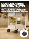 Mey İthalat® 4’lü Kilitli Tekerlek Ayak 4 cm Sessiz ve Dayanıklı