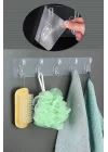 Mey İthalat®  5li Güçlü Yapışkanlı Şeffaf Duvar Askısı Banyo Mutfak Düzenleyici Pratik Askılık