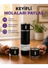 Mey İthalat® 500 ml Isı Korumalı Çelik Termos ve Bardak Seti | Silikon Tabanlı, Şık ve Pratik