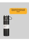 Mey İthalat® 500 ml Isı Korumalı Çelik Termos ve Bardak Seti | Silikon Tabanlı, Şık ve Pratik