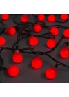 Mey İthalat® 5m 28 LED Mini Top Işık Kırmızı - Fişli, Siyah Kablo