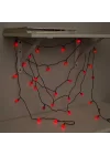 Mey İthalat® 5m 28 LED Mini Top Işık Kırmızı - Fişli, Siyah Kablo