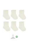 Mey İthalat® 6Lı Basic Penye Soket Çorap 10101 Ekru