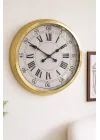 Mey İthalat® 60 cm Gold Metal Dekoratif Roma Rakamlı Duvar Saati