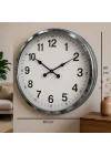 Mey İthalat® 60 cm Krom Metal Dekoratif Duvar Saati