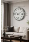 Mey İthalat® 60 cm Krom Metal Dizayn Duvar Saati