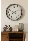 Mey İthalat® 60 cm Krom Metal Duvar Saati