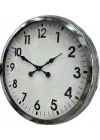 Mey İthalat® 60 cm Krom Metal Duvar Saati