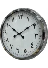 Mey İthalat® 60 cm Krom Metal Farsça Duvar Saati
