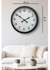 Mey İthalat® 60 cm Siyah Dekoratif Metal Duvar Saati