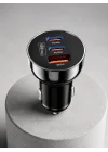 Mey İthalat® 60W Araç Şarj Cihazı Çift Type-C PD ve USB QC3.0 Hızlı Şarj Adaptörü