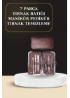 Mey İthalat® 7 Parça Manikür Pedikür Seti El Ayak Bakımı Çantalı Paslanmaz Çelik