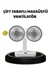Mey İthalat® 720° Dönebilen Çift Başlıklı USB Şarjlı Masaüstü Vantilatör – Sessiz ve Güçlü Serinlik