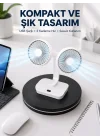 Mey İthalat® 720° Döner Çift Taraflı Masaüstü Vantilatör – USB Şarjlı Sessiz Fan