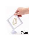 Mey İthalat®  7x7 cm Standlı 3D Takı Ziynet Hatıra Koleksiyon Saklama Kutusu Şeffaf Film Çerçevesi