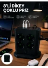 Mey İthalat® 8li Dikey Çoklu Priz 4 USB 2 Type-C Girişli Akım Korumalı Uzatma Prizi