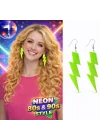 Mey İthalat® 80’ler 90&amp;#39;lar Retro Neon Yeşil Şimşek Küpe 10 cm