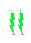 Mey İthalat® 80’ler 90&amp;#39;lar Retro Neon Yeşil Şimşek Küpe 10 cm