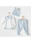 Mey İthalat®   AC25646 Bunny Bear 3Lü Zıbın Set Blue