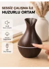 Mey İthalat® Ahşap Desenli Aromaterapi Difüzör 130 ml Ultrasonik ve 7 Renk LED Işıklı