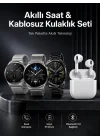 Mey İthalat® Akıllı Saat ve Kulaklık Seti Dokunmatik Ekran 5.0 Bluetooth Bağlantılı Sesli Görüşme