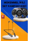 Mey İthalat® Alarm ve Titreşim Özellikli Akıllı Saat ve Mikrofonlu Kablolu Bluetooth Kulaklık 60 Saat
