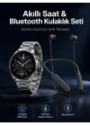 Mey İthalat® Alarm ve Titreşim Özellikli Akıllı Saat ve Mikrofonlu Kablolu Bluetooth Kulaklık 60 Saat