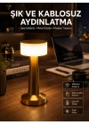 Mey İthalat® Altın Rengi Masa ve Gece Lambası Dokunmatik Şarjlı Masa Lambası