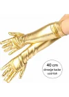 Mey İthalat® Altın Renk Dirsek Altı Lüks Saten Eldiven 40 cm