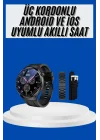 Mey İthalat® Amoled Ekran Akıllı Saat Üç Kordonlu İOS Android Uyumlu