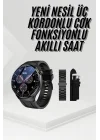 Mey İthalat® Amoled Ekran Metal Deri Silikon Kordonlu Uyku ve Sağlık Takibi