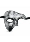 Mey İthalat® Antik Eskitme Gümüş Erkek Yarım Maske - Phantom &amp; Balo Maskesi